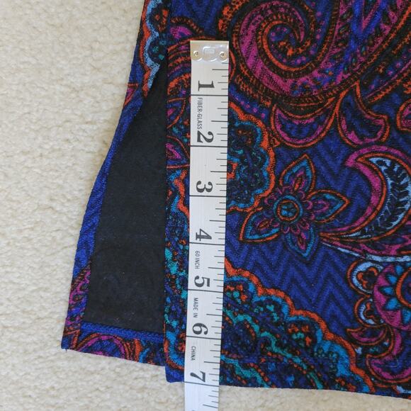 Susan Graver Sz L Open Front Cardigan Duster Topper Paisley Long Sleeve Pockets - Picture 13 of 16